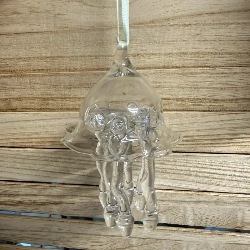 Handmade Borosilicate Glass Jellyfish Hangable Ornament, Festive Decor with Light, Ideal Gift for Collectibles Enthusiasts