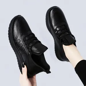 Women'sBlackWorkSneakers-Waterproof&Non-Slip,LightweightSoftSoleforRunning/CasualWear,Slip-OnDesignSlipon