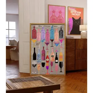 [Sale off up to 50%] Champagne Poster-Retro Tequila Poster-Aesthetic Girly Bar Cart-Preppy Poster-Trendy Wall Art-Cocktail Art-Bar Cart-Drinks Wall Décor