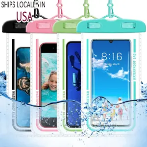 2 pack 7.2 inch underwater waterproof phone pouch, IPX8 waterproof phone case with lanyard, multicolor waterproof case for iPhone 16 15 14 13 12 11 x XR Pro Max Galaxy phone must haves for Hawaii rowing boat for  Songkran beach adventures phone charm