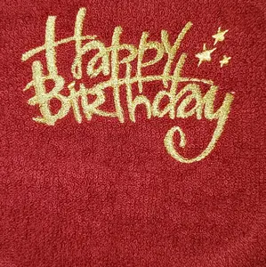 Happy birthday Custom Embroidered design on towel