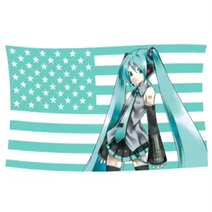 Anime Hatsune Miku Flag, Fun Flag Tapestry, Suitable for College Dorm Indoor and Outdoor Party Wall Decoration, Durable Room Decoration, 3x5 feet