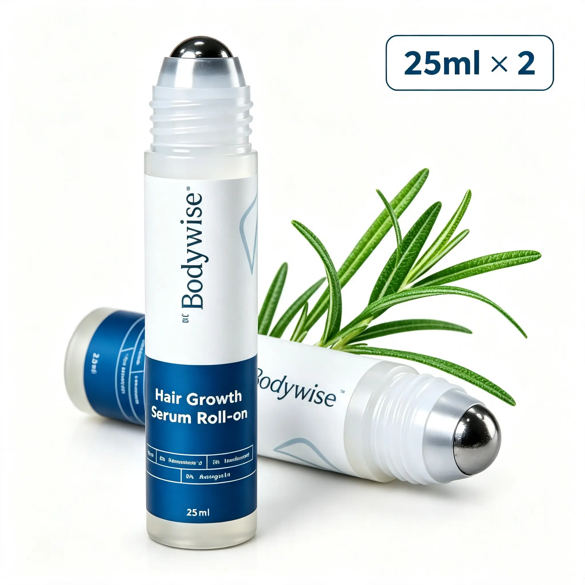 Rosemary Hair Growth Roll-On Serum 2 Pack - Be Bodywise Non-Greasy Scalp Treatment Lightweight Hair Care for Hair Regrowth Daily Haircare