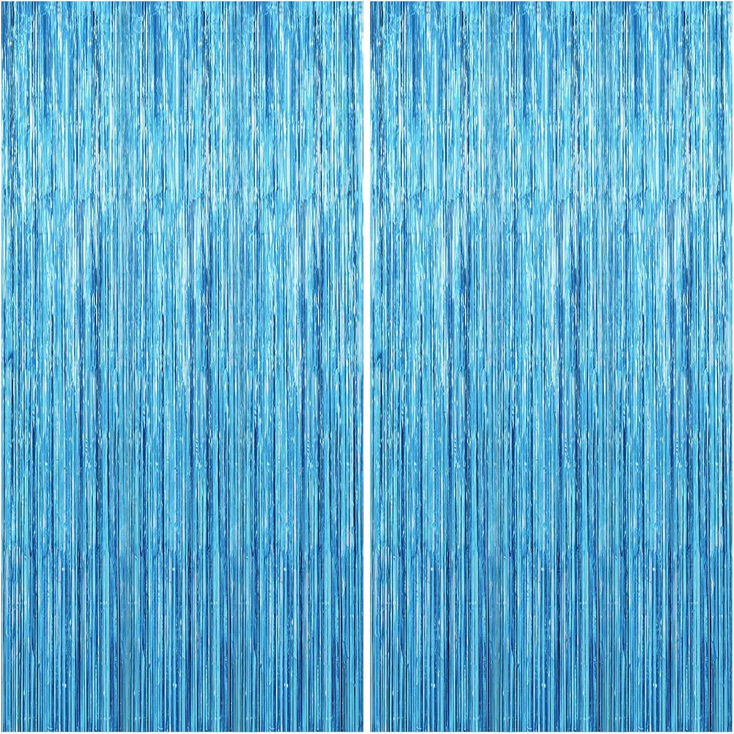 2 Pack Party Decorations Blue Streamers Fringe Backdrop Ocean Themed Decorations Foil Curtain Backdrop Blue Birthday Baby Shower Bachelorette Christmas Party Decor Supplies