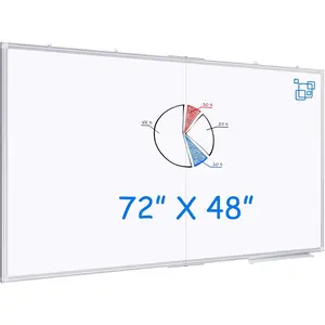 Magnetic White Board Dry Erase Board for Wall,72" x 48" (6ft x 4ft) Wall-Mounted Aluminum Frame Marker Board, Foldable Portable Whiteboard with a Long Pen Tray for School, Classroom, Office & Home