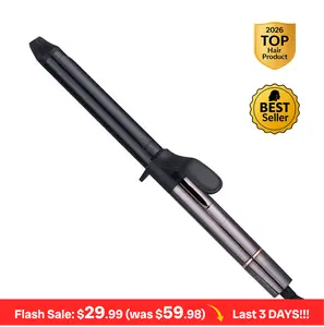 Extra Long Barrel Curling Wand for Loose Curls & Soft Waves, Beach Wave and Blowout Curling Iron, Ionic Moisture Heat Hair Curler for Mermaid & Hollywood Waves, Adjustable Temperature up to 430°F, Ceramic Design, Auto Shut‑Off, Smooth Frizz‑Free Finish