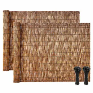 VEVOR Natural Reed Fencing, 4 ftx 16.4 ft, 2 Pack Decorative Natural Reed Fencing Roll, Decorative Fence for Divider, Privacy Screen Panel Curtain for Balcony Patio Garden Backyard Outdoor, Brown