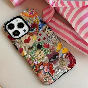 Vintage Mosaic Charm Double In One Phone Case - Durable, Shockproof and Stylish Protection - For iPhone 16, 15, 14, 13, 12, 11, Plus, Pro, Max, Christmas Halloween gifts for friends, family and loved ones.