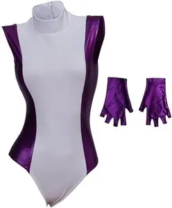 Women's Sexy Bodysuit Halloween Costume Purple Uniform for Super Hero Cosplay Outfit