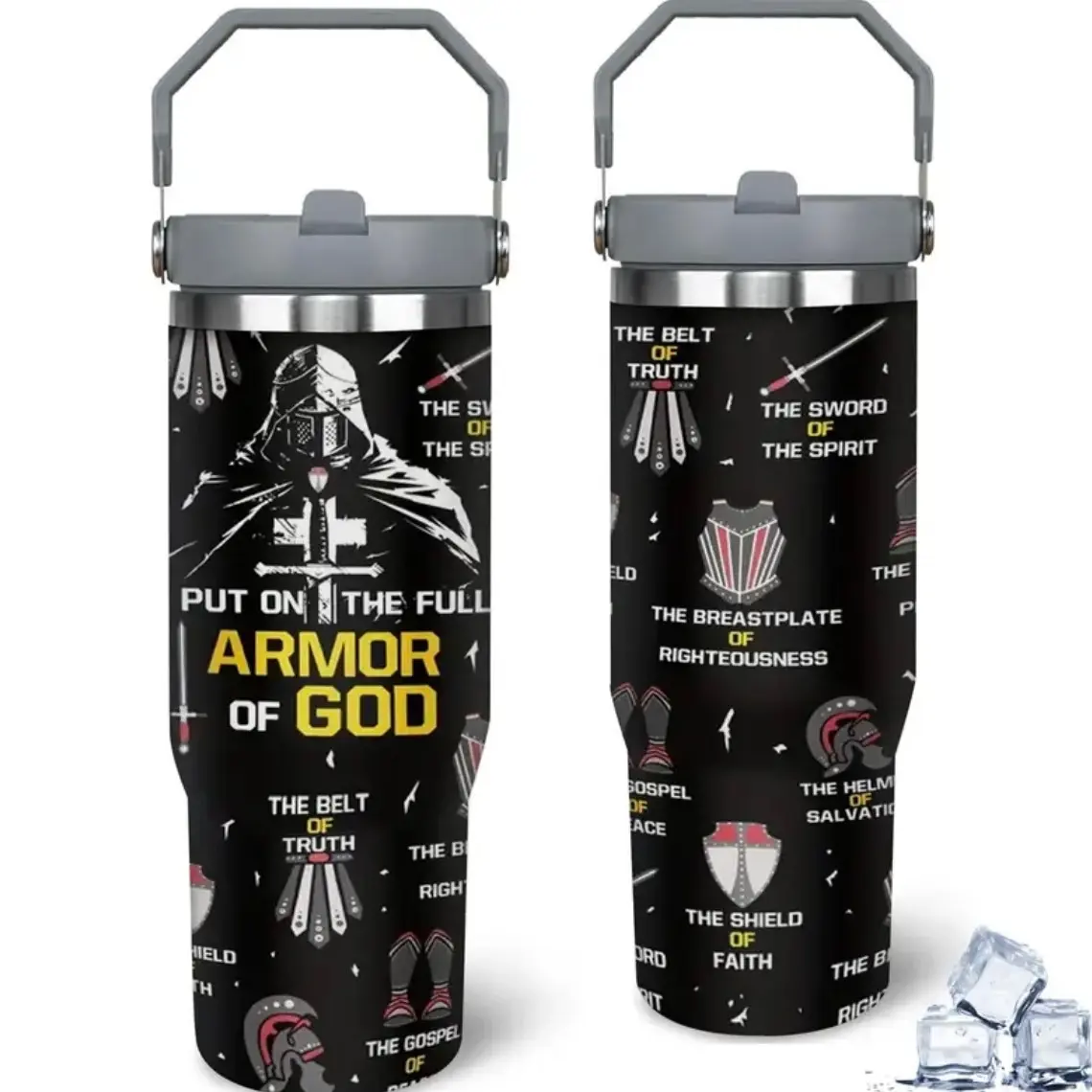 Armor of God 30oz Stainless Steel Tumbler with Straw - Perfect Christian Gift for Men & Women - Flasks, Drinkware