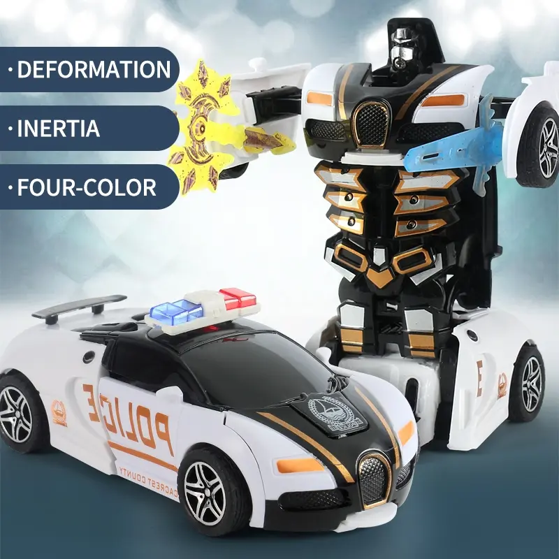 Kids' Inertia-Driven Transforming Toy Car, One-Touch Robot Model for Boys, Collision-Activated Racing Vehicle, Fun Plaything CAR TOYS transformers hot toys transformer toys spiderman toys for boys 4-6 magnetic transforming cars Collectible Model Car