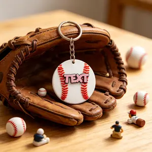 Personalized Custom Text Baseball Keychain - Custom Name Softball Keyring Home Decor Gift
