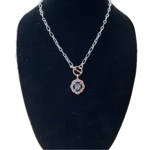 Macy Dora Gold/Sliver Toggle Clasp Necklace with Pendant Design