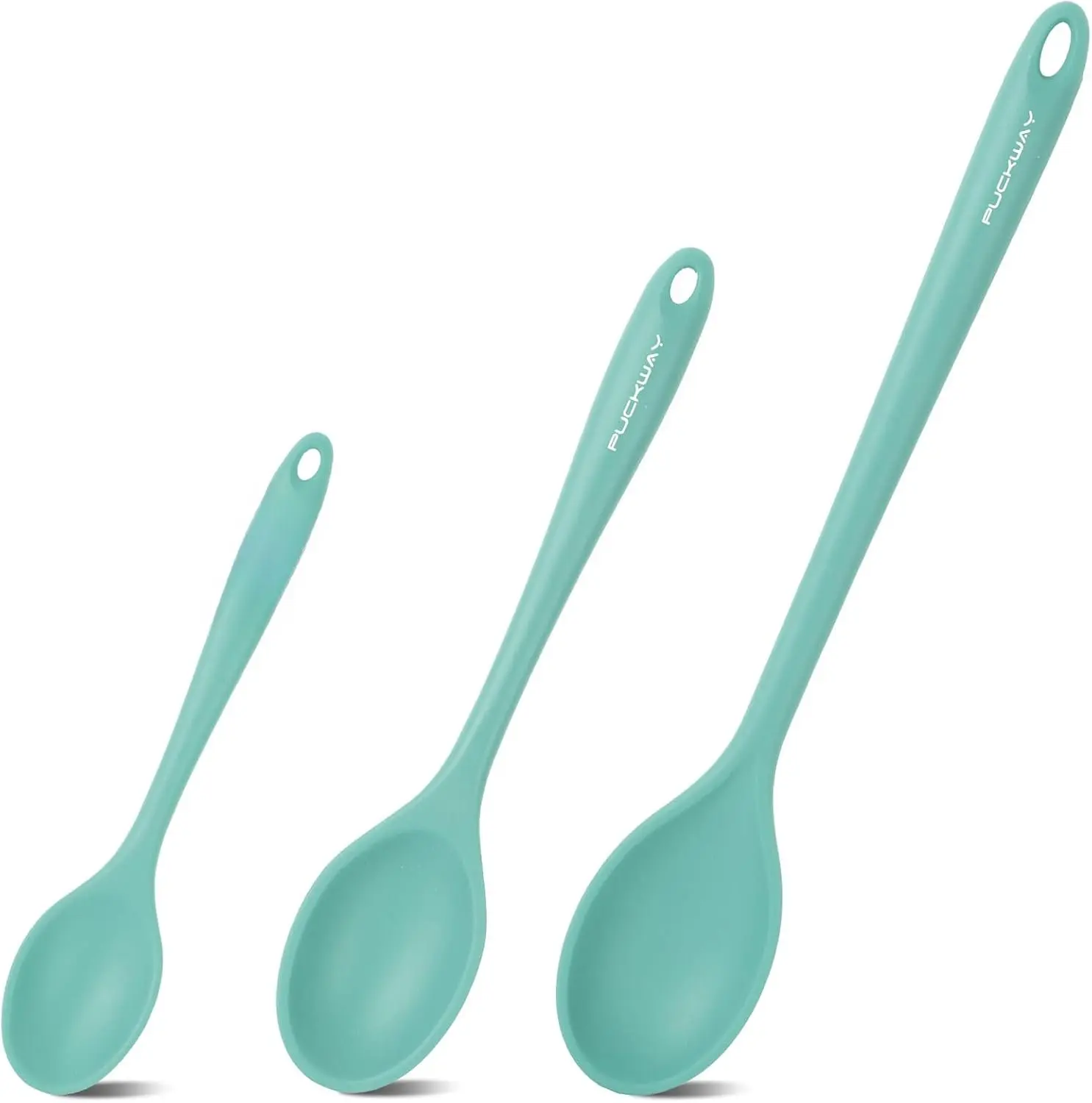 3 count  Spoons Set of 7.9 10.6 14.2 inch for Cooking, Heat Resistant Kitchen Spoons for Mixing, Stirring, and Serving, Small to Large Non Stick Utensil Spoons (Green), AC051