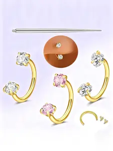 4pcs 16g Stainless Steel Horseshoe Piercing Set, Ear & Nose Rings, Septum Studs, Helix & Lip Piercings, 8mm Jewelry Accessories, Septum Pierced Ring