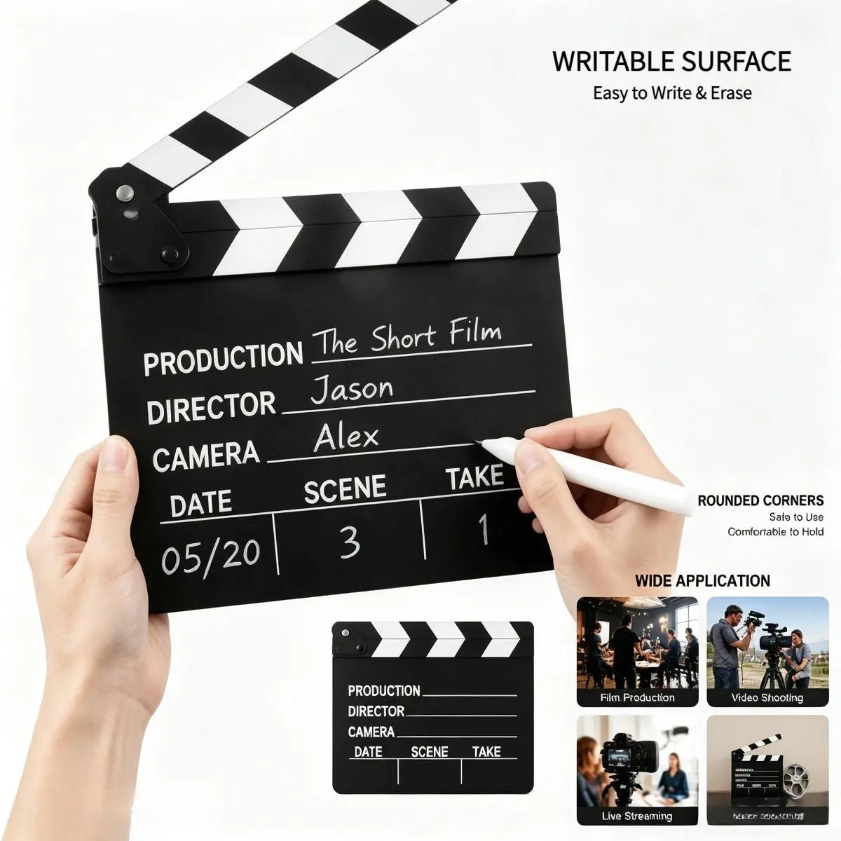 Set of 5 clapboards, Hollywood movie theme party decorations, Academy Awards party supplies and film décor, slate clapboard prop for stage plays, fun photo booth prop Camera Classroom & Back to School Creative Decoration,Thanksgiving Party Supplies