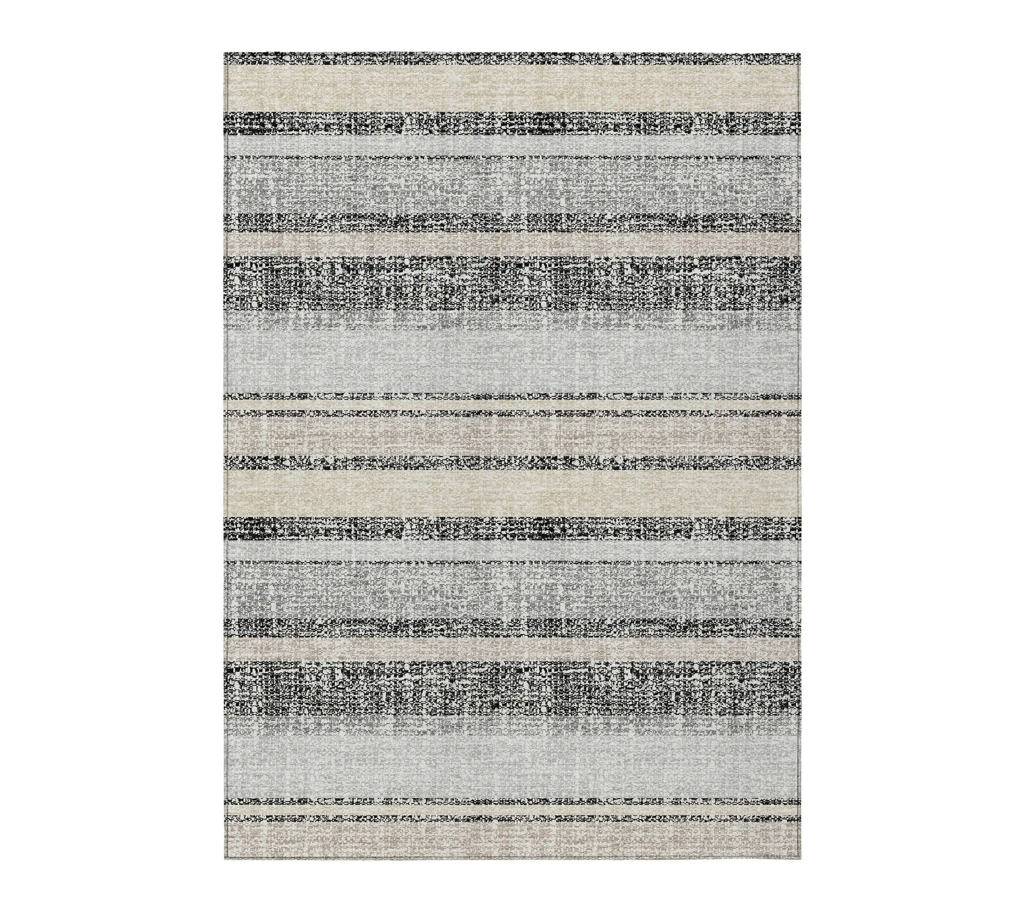 HomeRoots 3' X 5' Black Silver Striped WashableOutdoor Rug