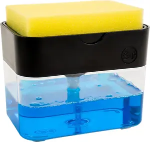 S&T INC. Dish Soap Dispenser and Sponge Holder for Kitchen Sink with Enhanced Features, Sponge Included, 13 Ounces, Matte Black Schroeder Tremayne Inc