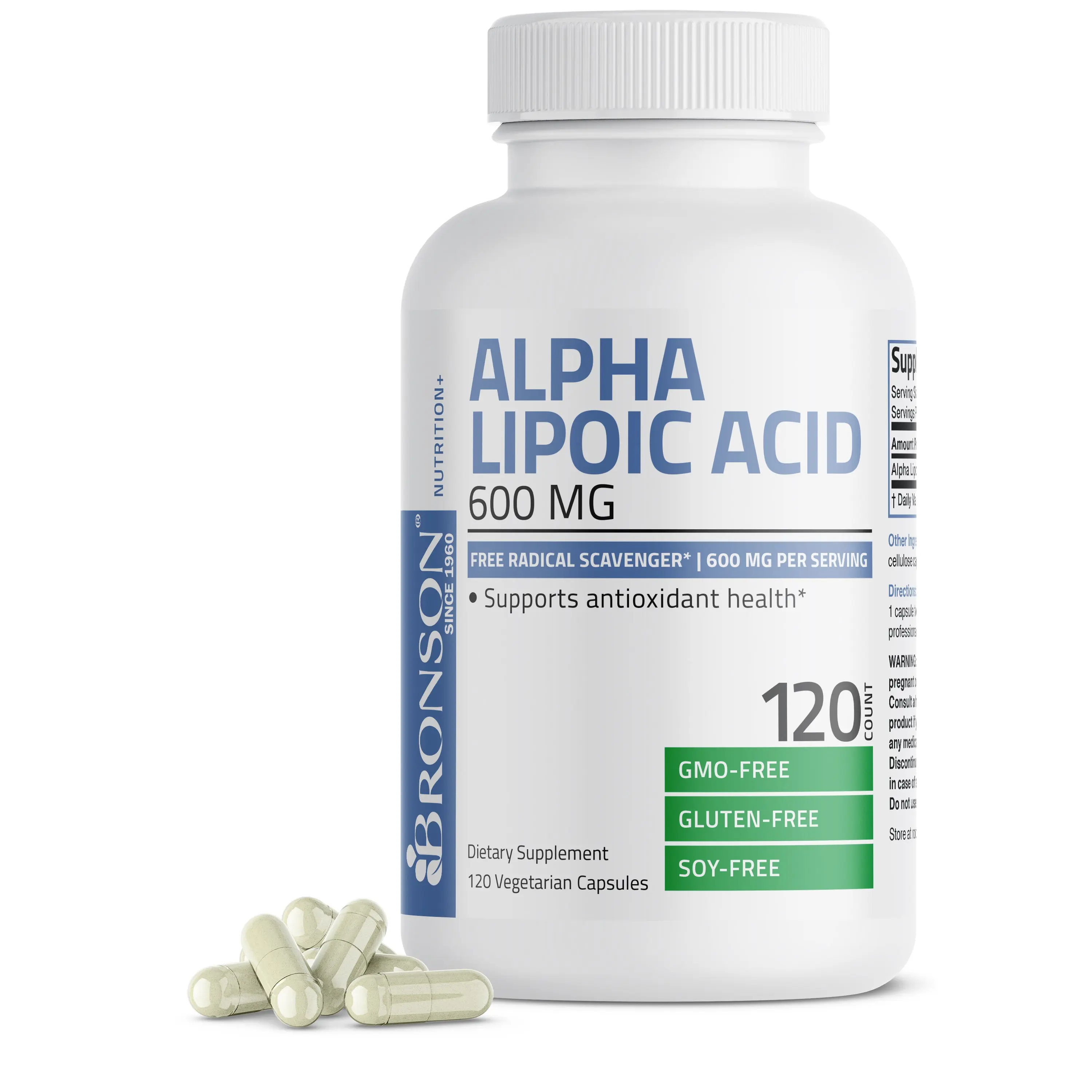 Bronson Alpha Lipoic Acid 600 MG Free Radical Scavenger Supports Antioxidant Health & Glucose Metabolism - Non-GMO Healthcare Edible Supplement Fitness