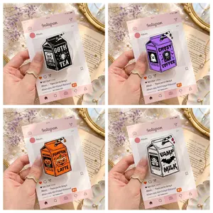 Spooky Drink Magnetic Phone Grip Cute Ghost Pumpkin Goth Milk Tea Acrylic Phone Holder Phone Stand For Girls Teens Halloween Gift