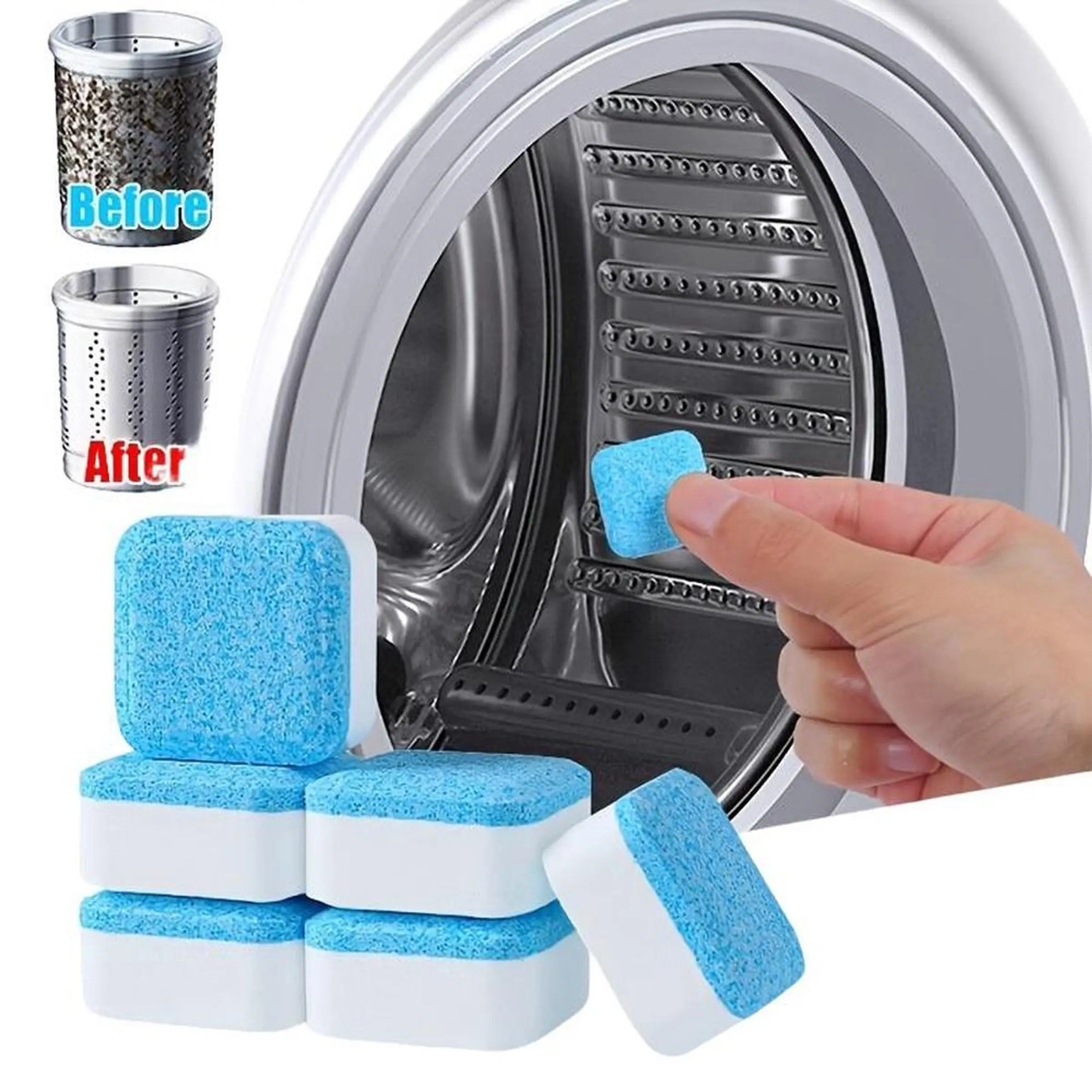 12/24-Pack Washing Machine Cleaner Tablets, 3-in-1 Descaling, Deodorizing and Deep-Cleaning Formula, Effortless Care for All Types of Washing Machines