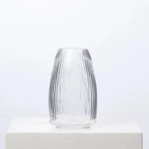 Round Ribbed Glass Vase