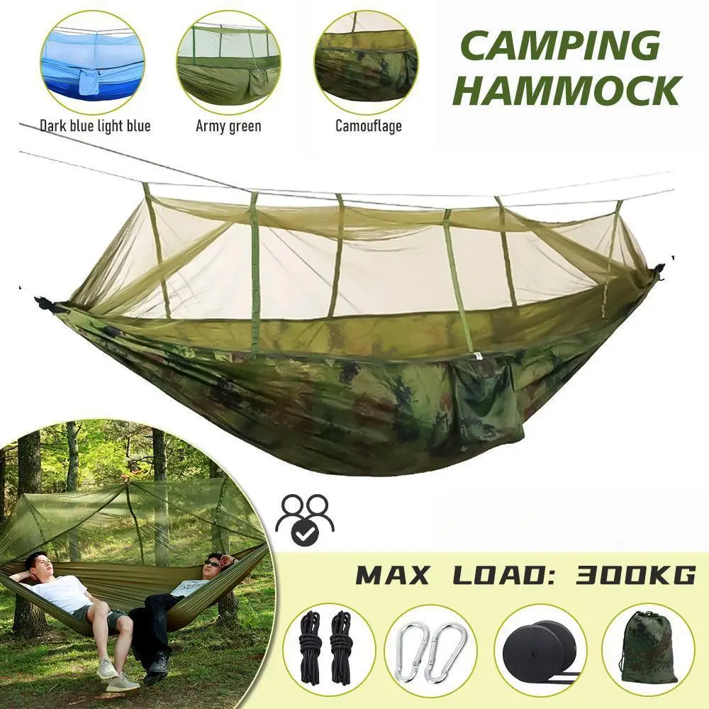 Camping Hammock with Mosquito Net Uplayteck Portable Double/Single Travel Hammock Insect Netting 210D Nylon Hammock Swing for Backyard Garden Camping