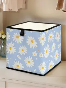 Daisy Print Open Storage Box, Stackable Drawer Organizer, Durable Multi-Functional Design for Home Dorm Room Organization, Fabric Storage Bins