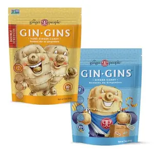 GIN GINS Hard Candy – Natural Fresh Ginger Candy by The Ginger People – Individually Wrapped Healthy Candy – Double Strength and Super Strength Flavors – Variety Pack - 1 x 3oz bag each flavor (Pack of 2 bags)