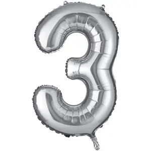 Silver Foil Number 3 Mylar Balloon
