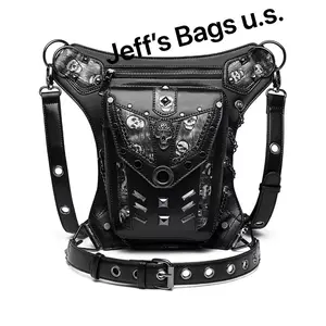 No.11 Punk Vintage Steampunk Waist Bag Fanny Pack Fashion Gothic Leather Shoulder Crossbody Messenger Bags Thigh Leg Hip Holster Purse Travel Pouch Hiking Sport Chain Bags for Women Men