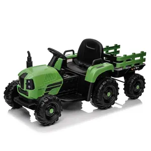 24V Kids Realistic Ride-On Tractor, Blue Construction Vehicle with 400W Power, LED Lights, Bluetooth Music, Automatic Dump Bucket, Remote Control, Durable Wheels, 5-8km/h Speed, for Outdoor Play, Realistic Ride-On Bikes