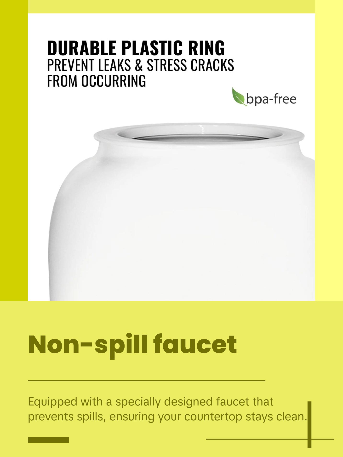 GEO Porcelain Ceramic Crock Water Dispenser w/ Stand – White