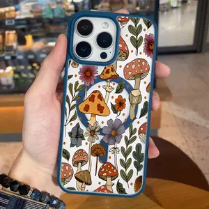 Forest Mushroom Pattern Clear Magnetic Phone Case , Compatible with MagSafe Silicone Bumper Protective Cover For iPhone X XS 11 12 13 14 15 16 17 Pro Max Plus Air