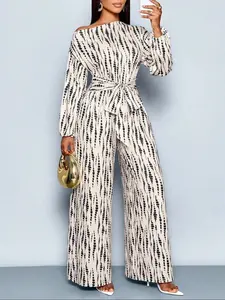 Elegant Women's Asymmetrical Neck Batwing Sleeve Romper, Stylish One-Piece for Casual Wear, Perfect for Spring & Fall Seasons, Jumpsuit