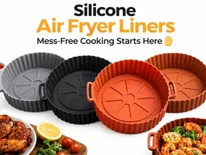 Reusable Silicone Air Fryer Liner Non-Stick Heat Resistant Basket Bowl Tray Mats