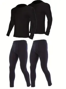 Men's Thermal Underwear Set Two Set Long Sleeve Thermal Shirts and Warm Long Johns for Men Ultra Soft Tops Leggings Base Layer for Cold Weather