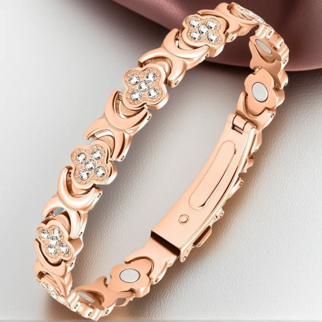 99.9% Pure Copper Magnetic Bracelet for Women, Elegant Dainty Crystal Bangle with 3500 Gauss Magnets for Energy, Adjustable, Energy Bracelet, Beautiful Bracelets