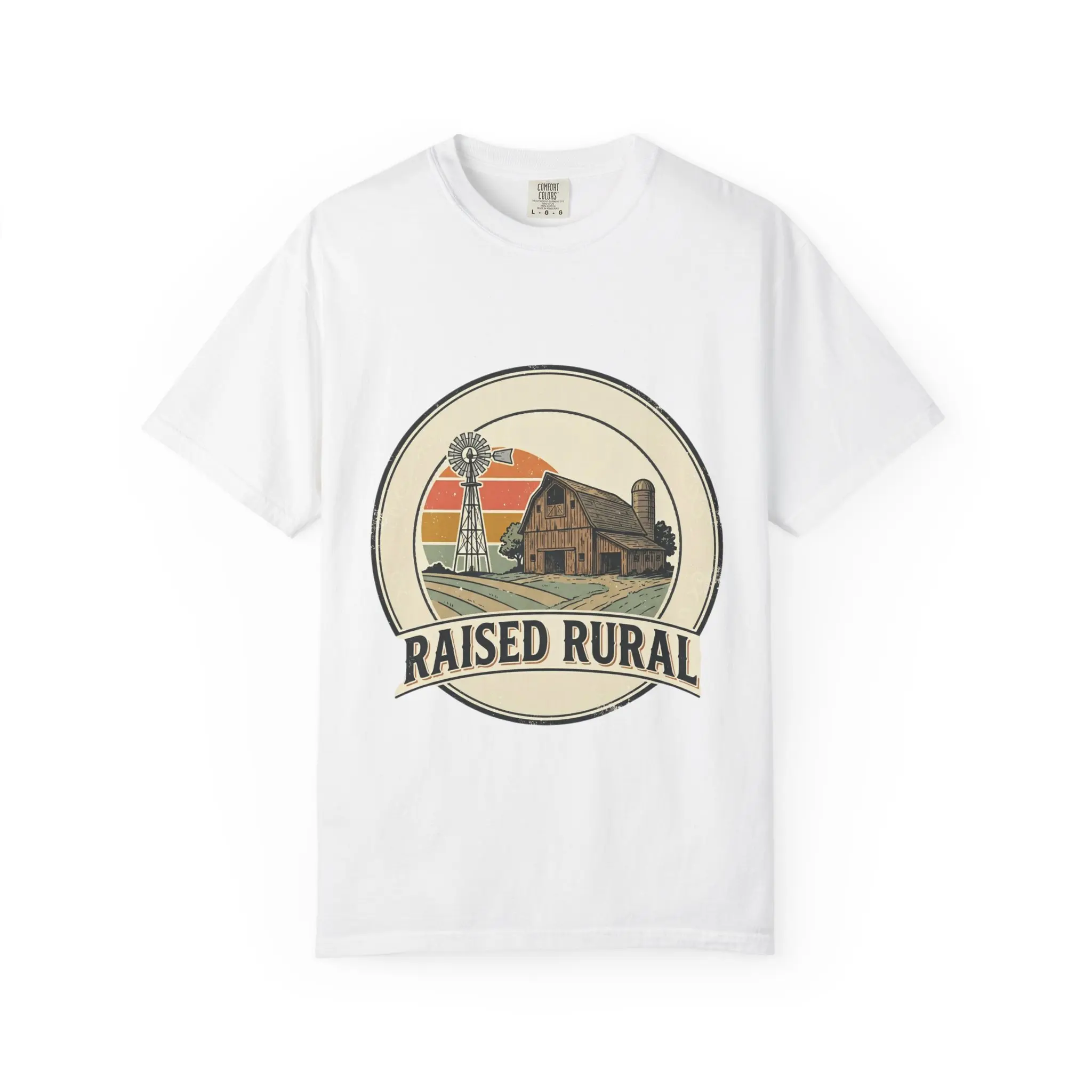 Raised Rural Barn & Windmill T-Shirt