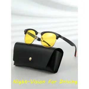 1pc Men's Vintage Style Polarized Tinted Mixed Frame Fashion Glasses, With Strap, Suitable For Fishing, Travel, Hiking, Outdoor Activities, Sun Protection And Driving.Includes A Red Non-Slip Silicone Pad Accessory (This Polarized Lens Is Relatively Dark A