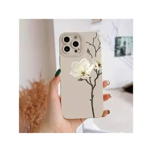 A White Flower Mobile Phone Case Suitable For IPhone11 12 13 14 15 For IPhone 14 13 12 11 Pro Max XS XR X 7 8 Plus SE 12 13 Mini Series Mobile Phone Cases, Suitable For Christmas And Halloween To Give To Girlfriends, Boyfriends, And Friends