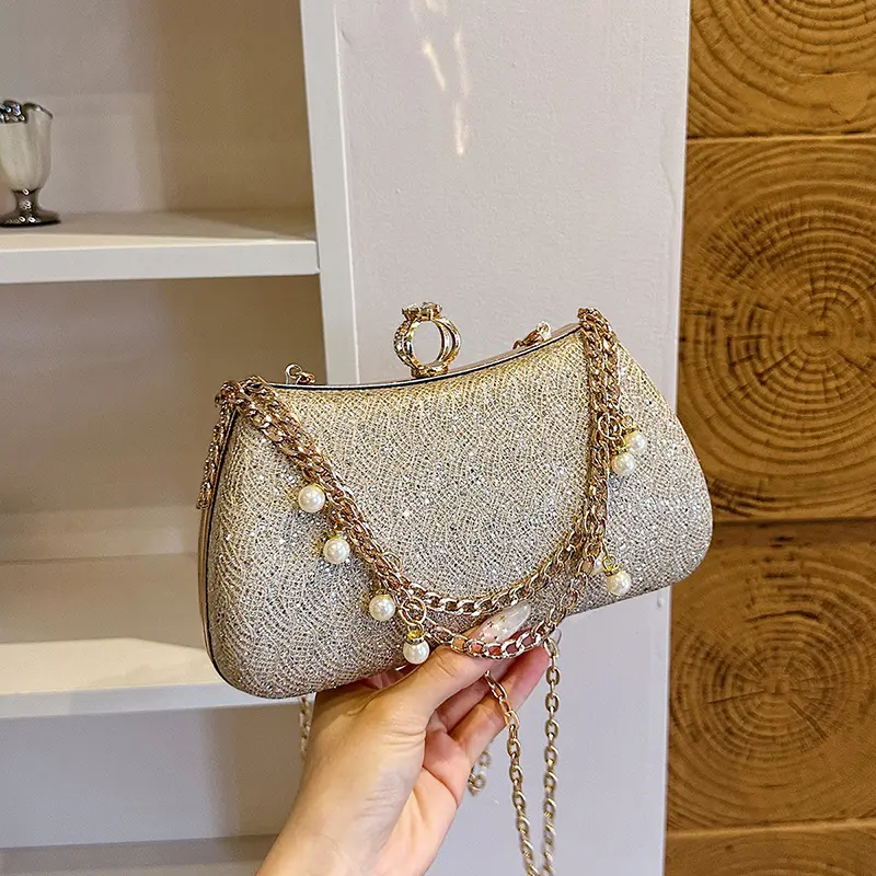 Shiny evening clutch, exquisite and luxurious women's bag, fashionable textured handbag, versatile crossbody bag