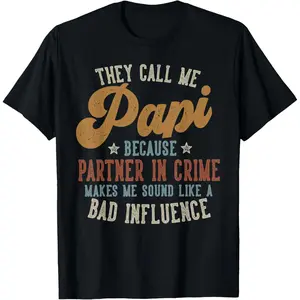 They Call Me Papi Funny Father's Day Papi T-Shirt Pure Cotton Graphic Tees Menswear Top: Gifts for Men & Women