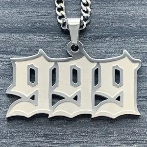 WRLD Royal 999 Etched Necklace - 1.25" Laser Cut Stainless Steel Juice Pendant with Satin Finish & Polished Outline - Mirror Quality Shiny Reflective Surface Choice of Chain Free Gift Included