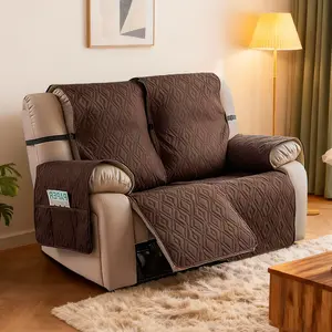 Waterproof Loveseat Recliner Cover, Non Slip Split Loveseat Covers for Reclining Loveseat with Elastic Straps,Washable Furniture Protector