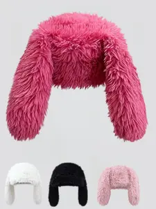 Funny Cute Long Bunny Ears Plush Hat, Halloween Costume Party, Couples Warm Earflap Cap, Fashion Street Accessory, Party Accessories, All Seasons