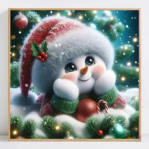 Snowman Pattern DIY Diamond Arts Colorful Painting Kit without Frame, DIY 5D Diamond Decor Painting by Numbers Kit, Wall Art Decor, Diamond Art Tools