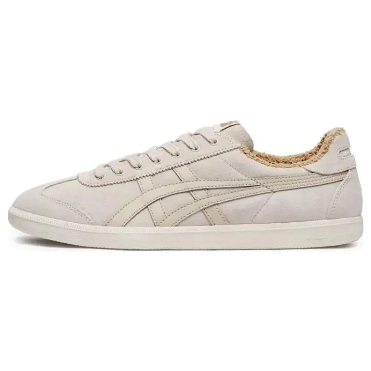 Onitsuka Tiger Tokuten Slip-Resistant Low-Top Leather Rubber Casual Trainers - Unisex Walking Shoes, Beige/House White Maison Mihara Verifiable Official Footwear with Global Authentication Credentials