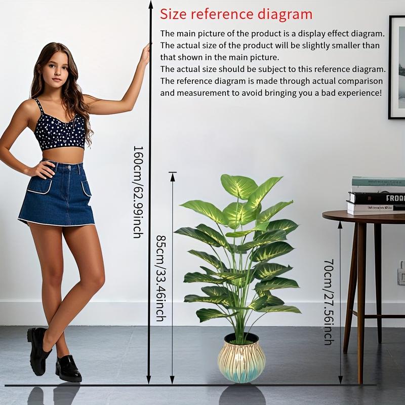 33.5in Artificial Tropical Leaf Plant – 24 Realistic Leaves, DIY Fake Greenery without Pot, Indoor Floor Plant for Home Office Garden Decor, 1 Count