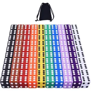 100 Pieces Game Dice Set 10 Colors Square Corner Dice with Storage Bag, Ideal for Games Like Tenzi, Farkle, Yahtzee, Bunco or Teaching Math